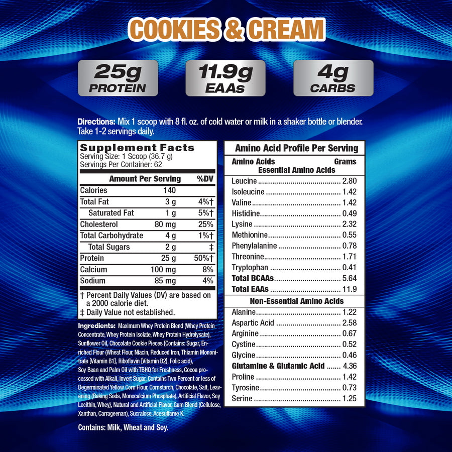 MHP Maximum Whey COOKIES AND CREME SUPPLEMENT FACTS